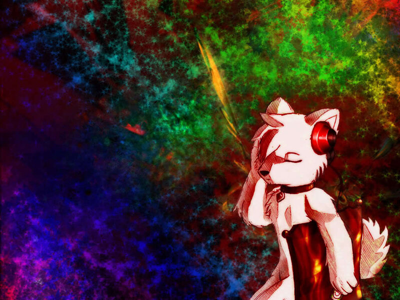 anthropomorphic fox with headphones