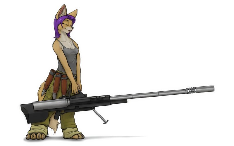 Anthropomorphic Fox with Rifle — Purple