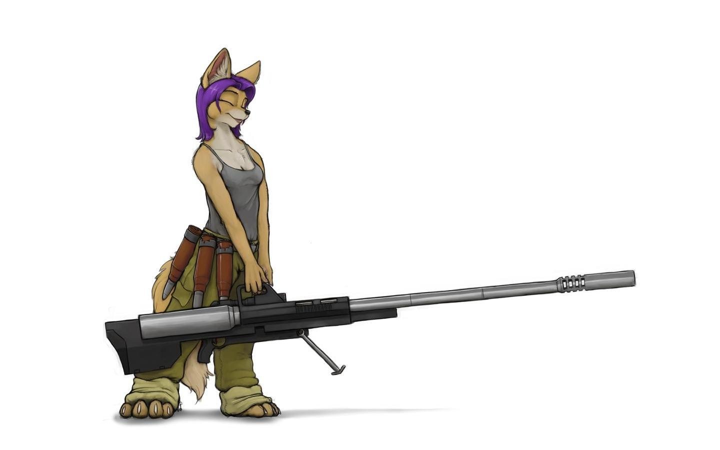anthropomorphic fox with sniper rifle