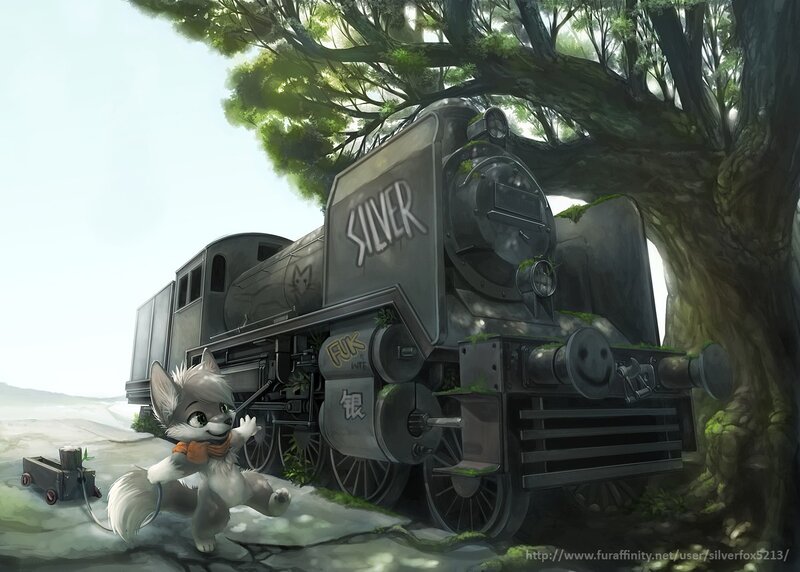 Anthropomorphic Fox with Train