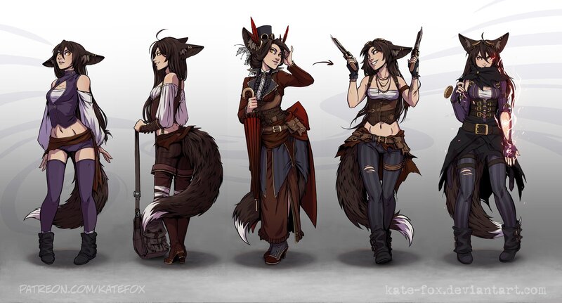 Anthropomorphic Fox Woman — Brown