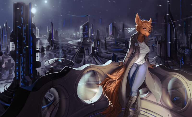 Anthropomorphic Fox Woman — Purple