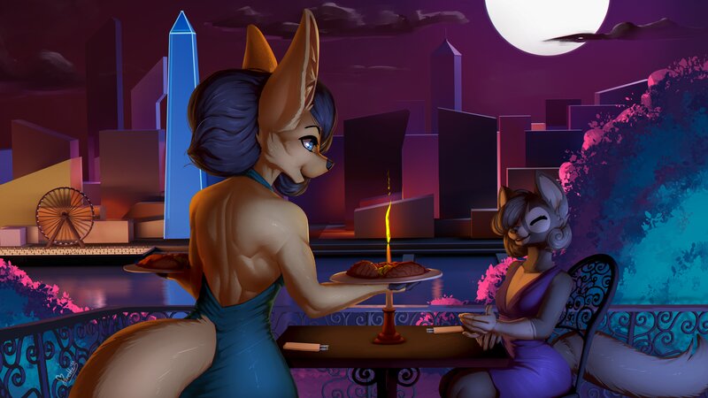 Anthropomorphic Foxes at Dinner