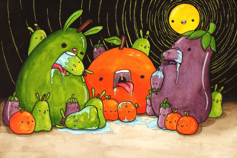 Anthropomorphic Fruits — Green, Whimsical