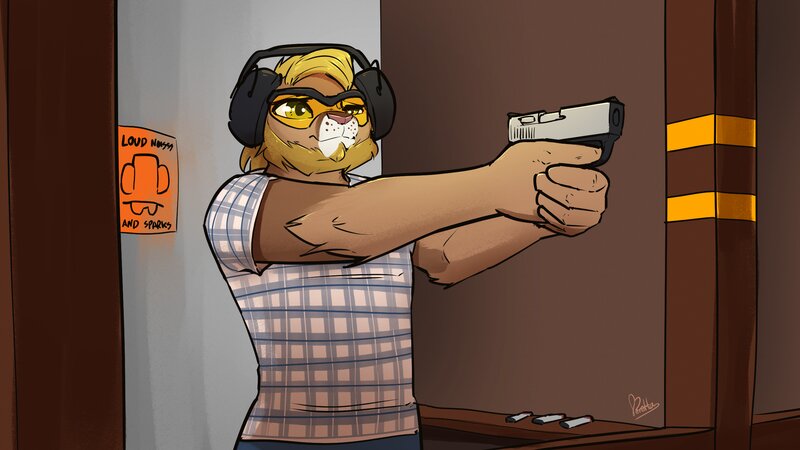 Anthropomorphic Lion at Shooting Range