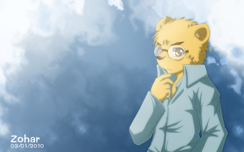 Anthropomorphic Lion Character — Blue