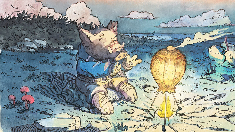 Anthropomorphic Pig by Fire