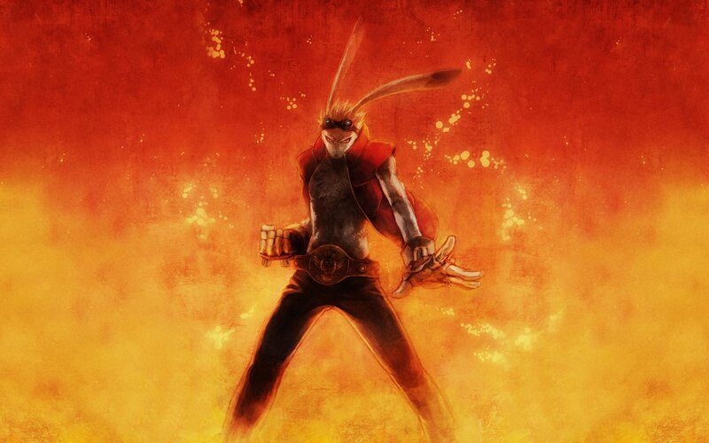 Anthropomorphic Rabbit Character — Red, Dramatic
