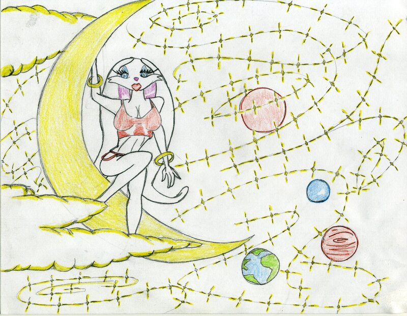 Anthropomorphic Rabbit on Moon