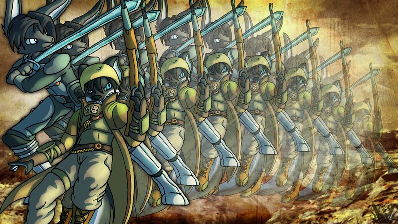 Anthropomorphic Rabbit Soldiers — Brown