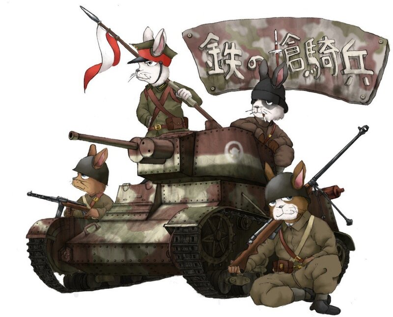 anthropomorphic rabbit soldiers