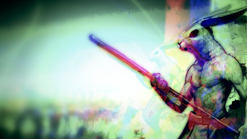 Anthropomorphic Rabbit Warrior — Green