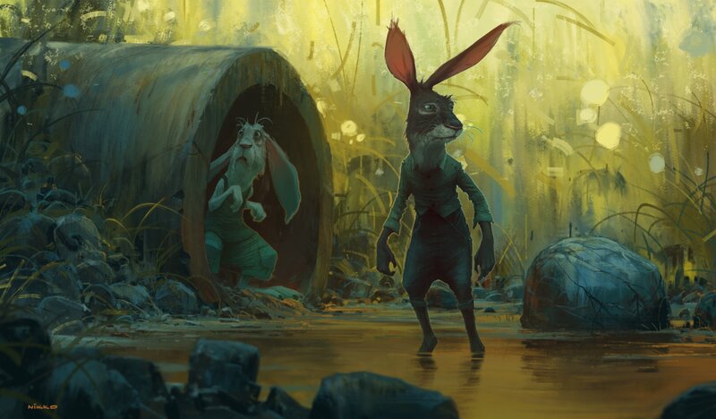 Anthropomorphic Rabbits — Yellow