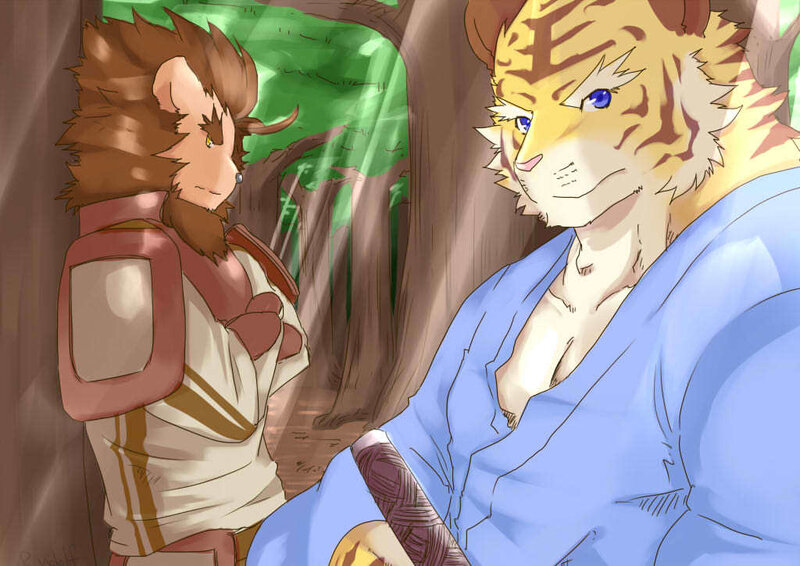 Anthropomorphic Tiger and Lion