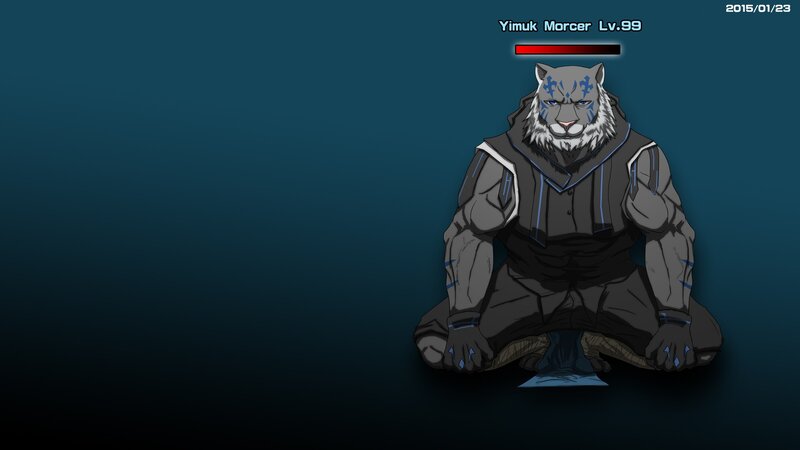 Anthropomorphic Tiger Character — Blue, Dramatic