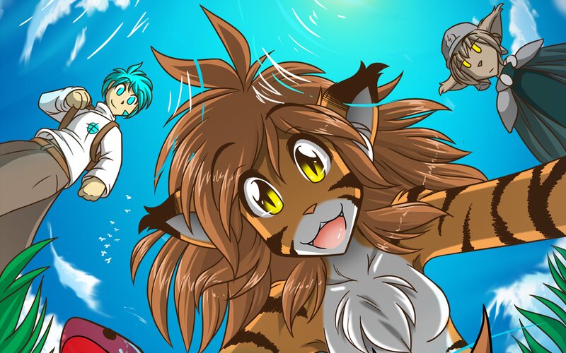Anthropomorphic Tiger Character — Blue, Playful