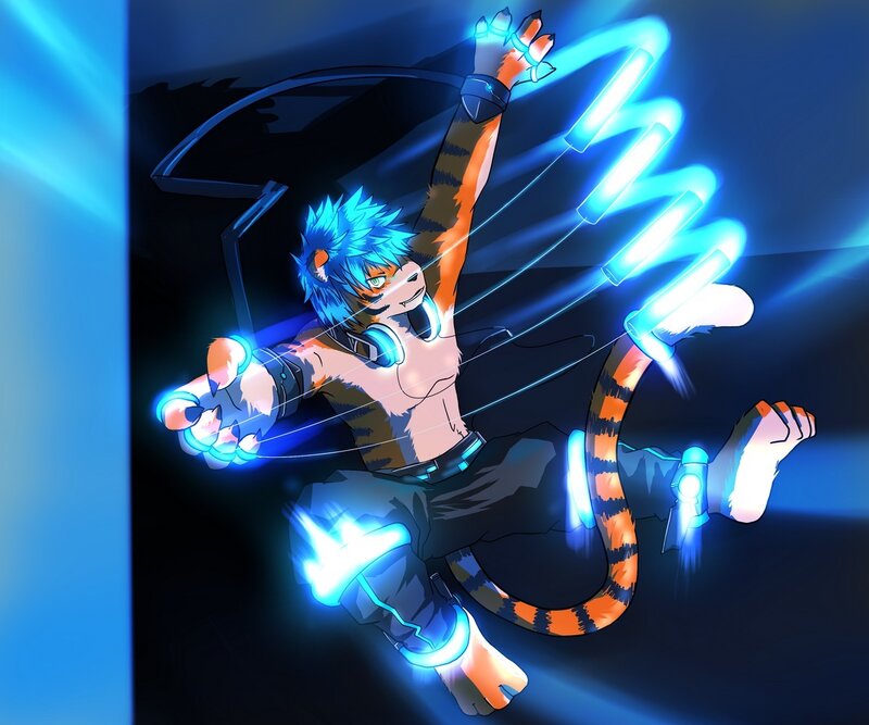 Anthropomorphic Tiger Character — Blue