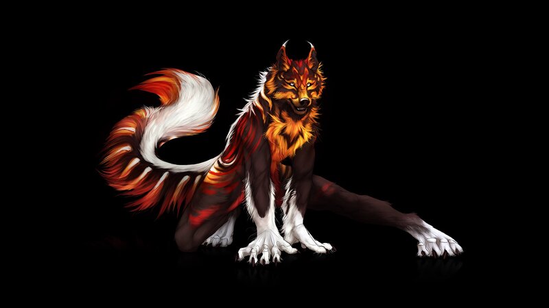 Anthropomorphic Wolf — Black, Dramatic