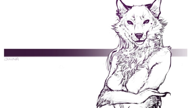 Anthropomorphic Wolf — Black, Neutral, Digital Art