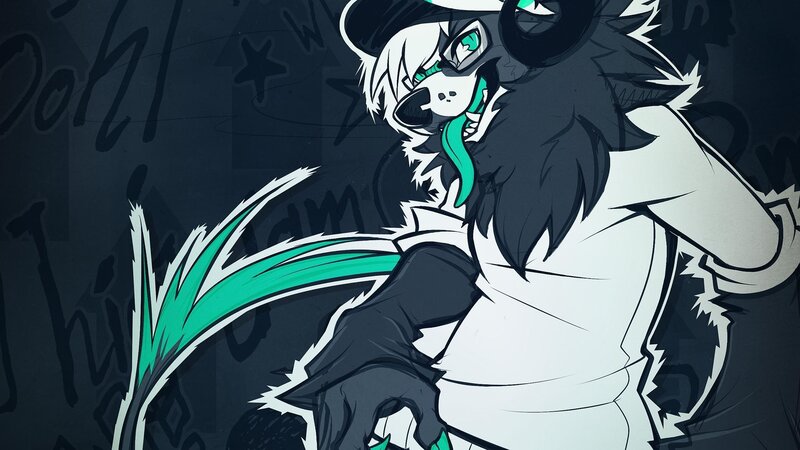Anthropomorphic Wolf Character — Black, Dark