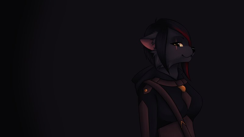 Anthropomorphic Wolf Character — Black, Dramatic, Night