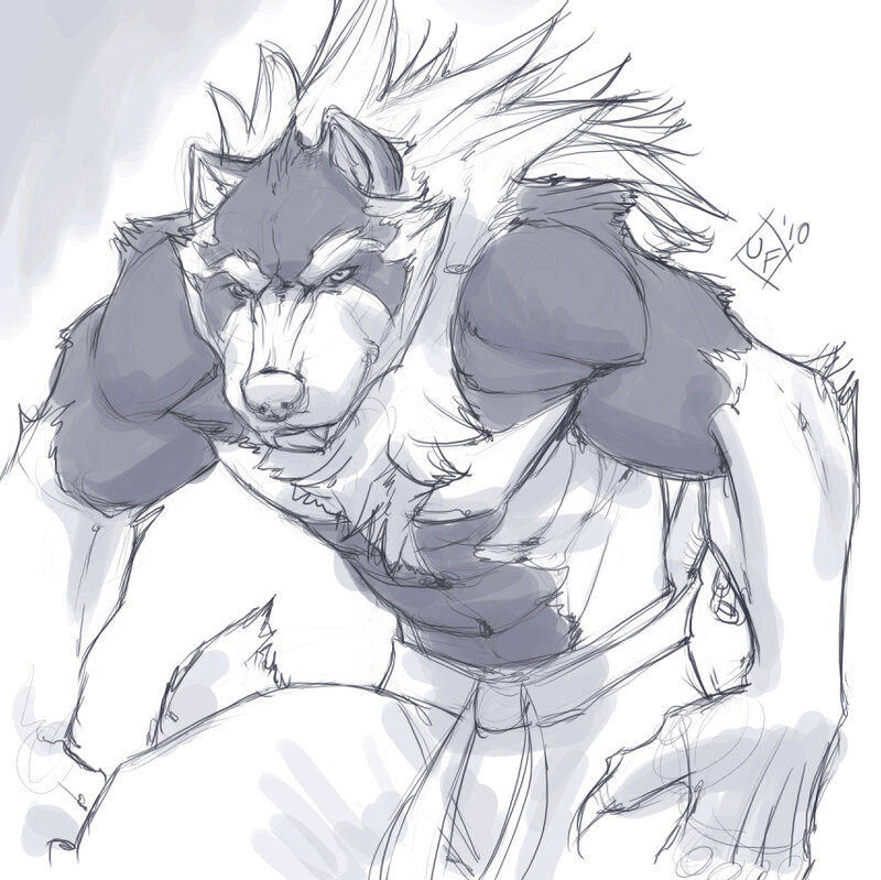 Anthropomorphic Wolf Character — Black