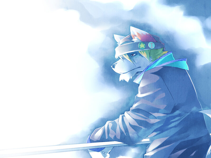 Anthropomorphic Wolf Character — Blue, Dramatic