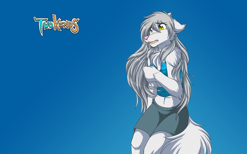 Anthropomorphic Wolf Character — Blue, Neutral