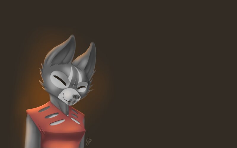 Anthropomorphic Wolf Character — Gray, Calm