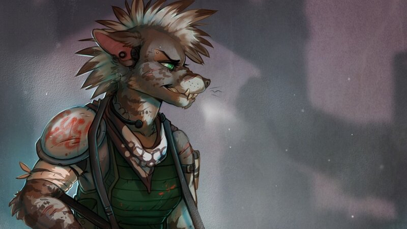 Anthropomorphic Wolf Character — Gray, Dramatic