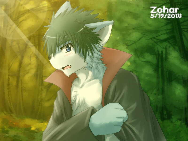 Anthropomorphic Wolf Character — Green, Dramatic