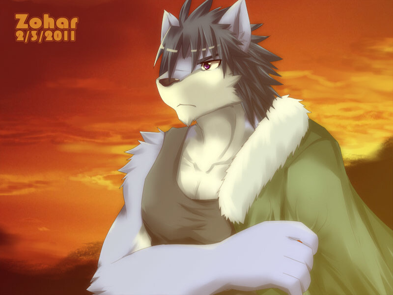 Anthropomorphic Wolf Character — Orange