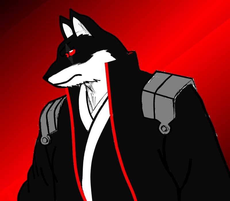 Anthropomorphic Wolf Character — Red, Dramatic
