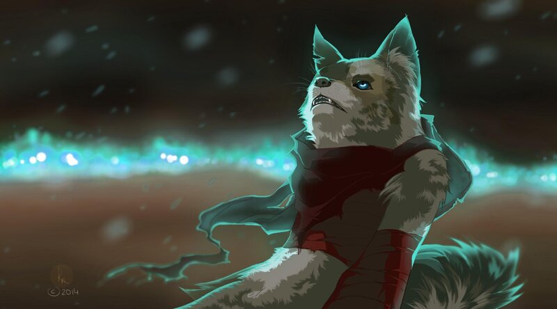 Anthropomorphic Wolf Character — Teal