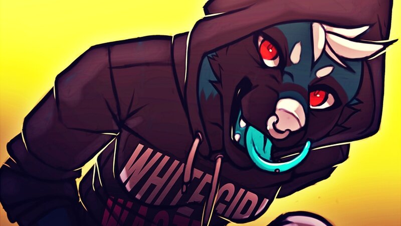 Anthropomorphic Wolf Character — Yellow, Intense