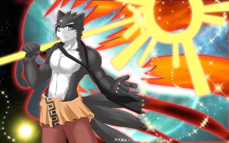 Anthropomorphic Wolf Character — Yellow