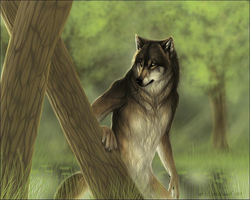 Anthropomorphic Wolf — Green