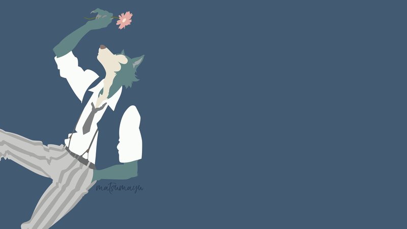 Anthropomorphic Wolf Holding Flower