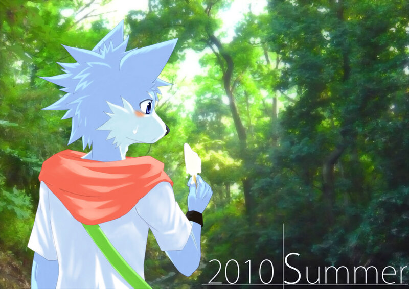 Anthropomorphic Wolf Holding Ice Cream