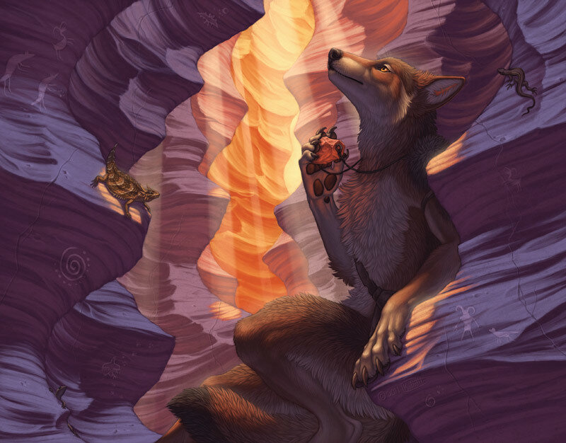 Anthropomorphic Wolf in Canyon