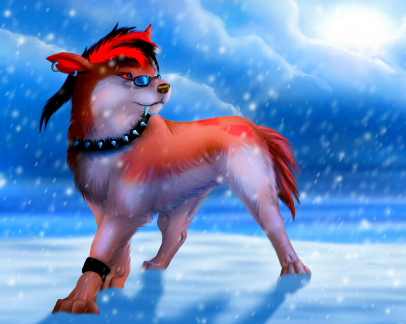 Anthropomorphic Wolf in Snow