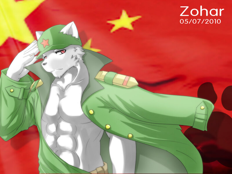 Anthropomorphic Wolf Soldier — Red