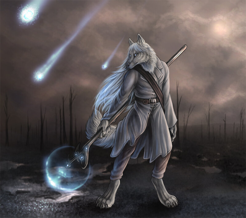 Anthropomorphic Wolf Warrior — Gray