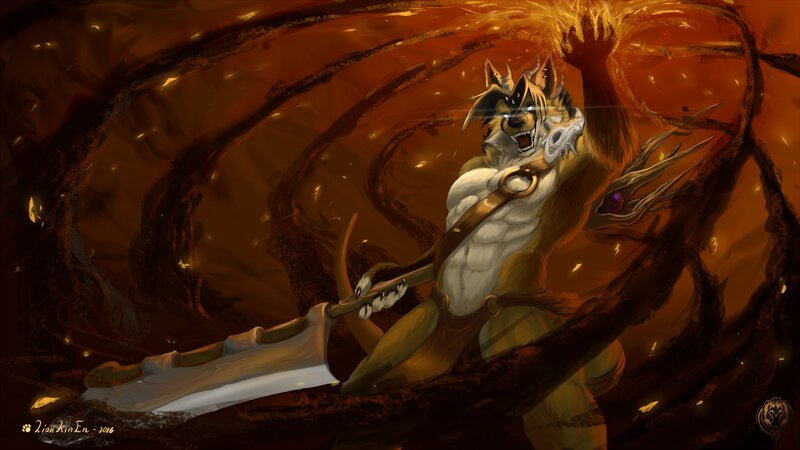 Anthropomorphic Wolf Warrior — Orange