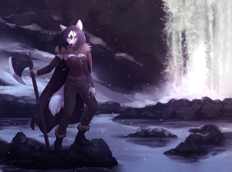 Anthropomorphic Wolf Warrior — Purple