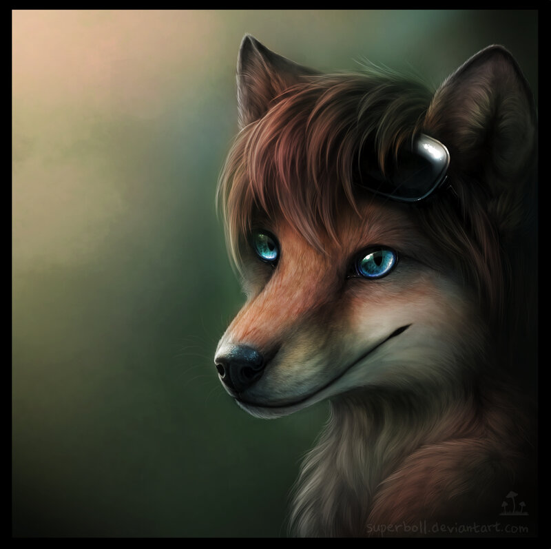 anthropomorphic wolf with goggles