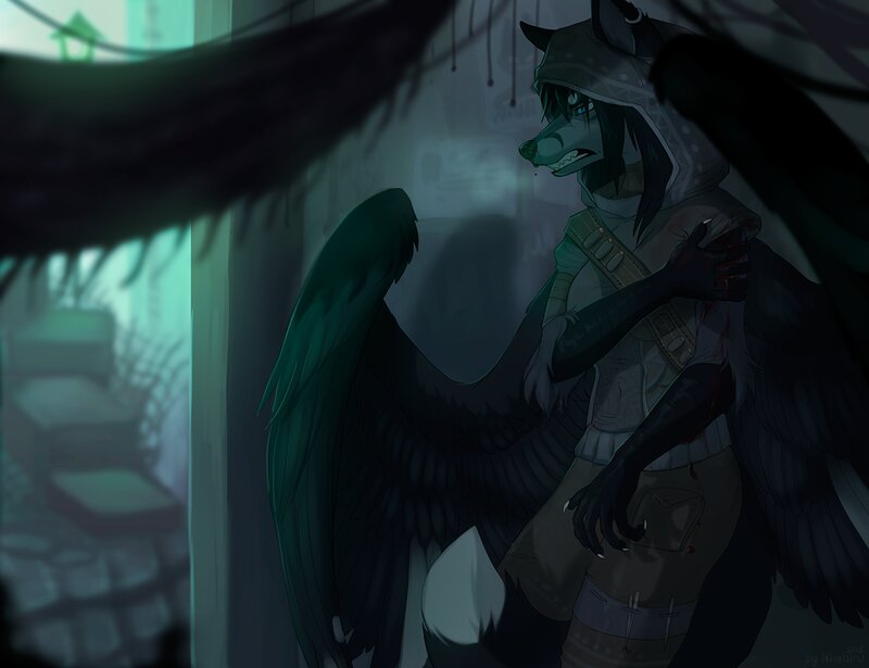 Anthropomorphic Wolf with Wings