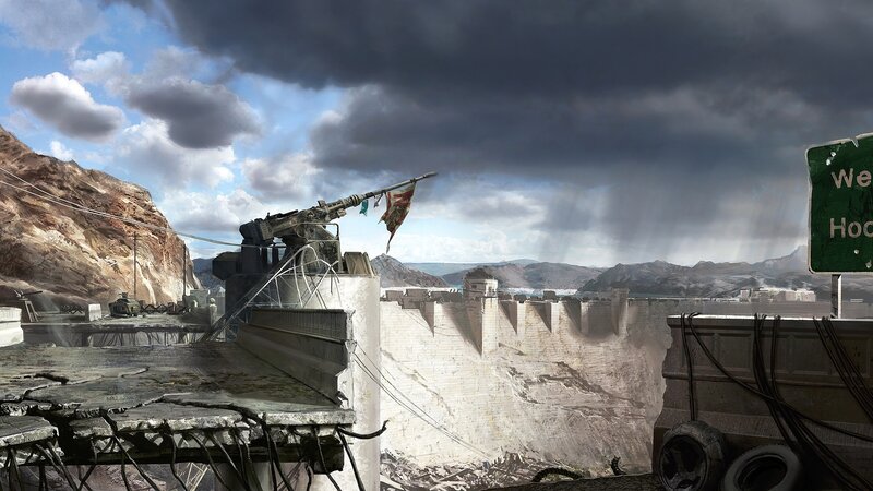 Anti-aircraft Gun on Dam — Gray