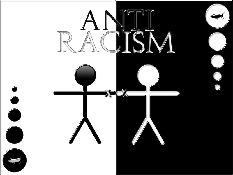 Anti-racism stick figure illustration