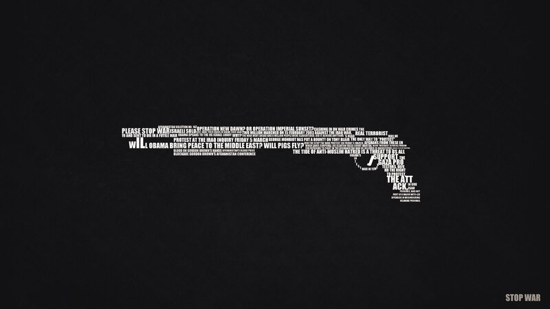Anti-war protest text art